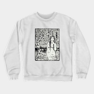 Woman in a magical forest Crewneck Sweatshirt